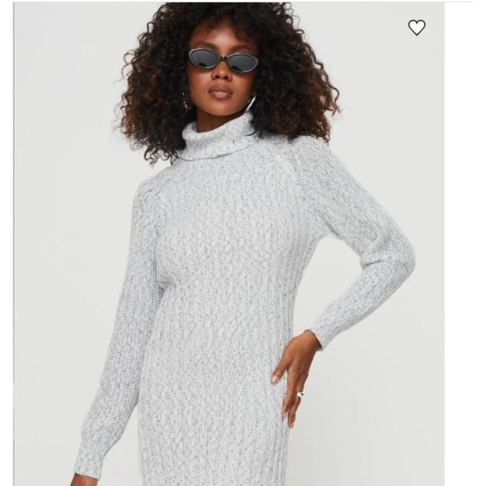 Princess Polly Barrish Sweater Mini Dress Grey‎ White Size S/M NWT Turtleneck
